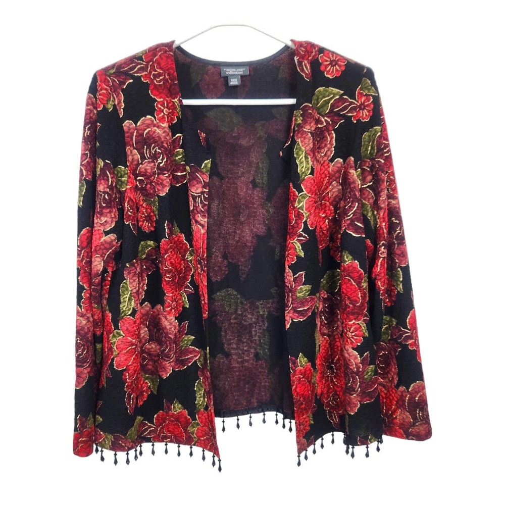 Dress Barn Beaded Floral Open Cardigan 14 / 16 Evening Christmas Party L…
